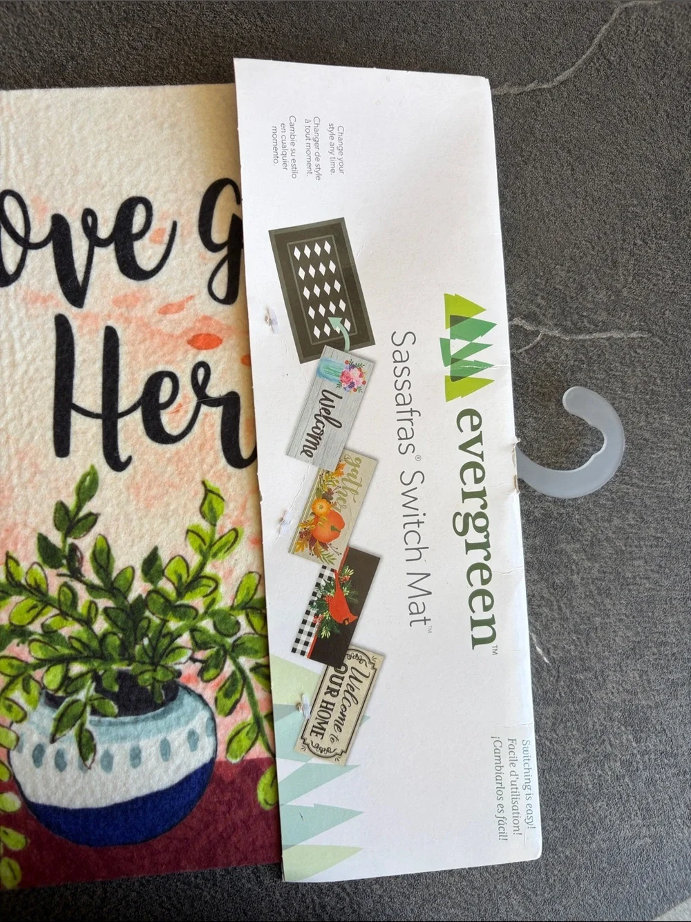 Evergreen Green Potted Plants Doormat - Love Grows Here